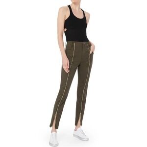 A.L.C. Zander Army Green Pants High-Rise Skinny Zip Front Ankle Crop "On Duty"
